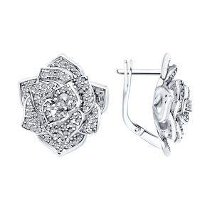 Серебряные серьги Diamant с фианитом 94-120-02050-2 фото