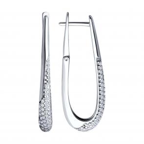 Серебряные серьги Diamant с фианитом 94-120-02068-1 фото