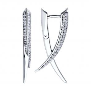 Серебряные серьги Diamant с фианитом 94-120-02070-1 фото