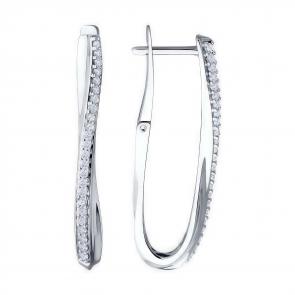 Серебряные серьги Diamant с фианитом 94-120-02076-1 фото