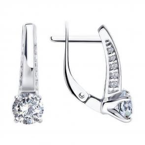 Серебряные серьги Diamant с фианитом 94-120-02129-1 фото