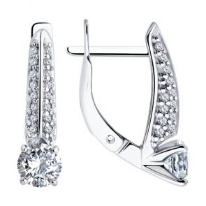 Серебряные серьги Diamant с фианитом 94-120-02130-1 фото
