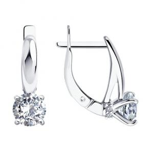 Серебряные серьги Diamant с фианитом 94-120-02133-1 фото