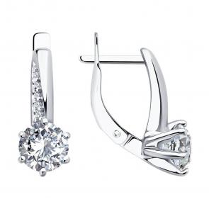 Серебряные серьги Diamant с фианитом 94-120-02134-1 фото