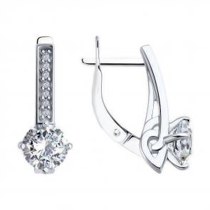 Серебряные серьги Diamant с фианитом 94-120-02135-1 фото