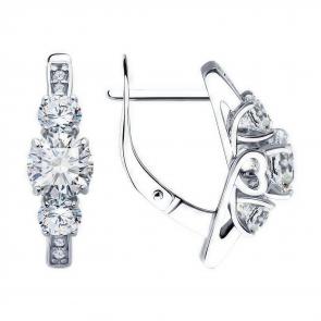 Серебряные серьги Diamant с фианитом 94-120-02151-1 фото