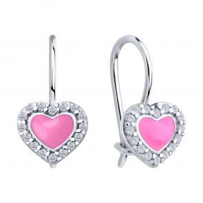 Серебряные серьги Diamant с фианитом и эмалью 94-120-02202-1 фото