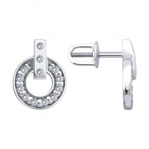 Серебряные серьги Diamant с фианитом 94-120-02241-1 фото