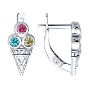 Серебряные серьги Diamant с фианитом 94-120-02255-1 фото