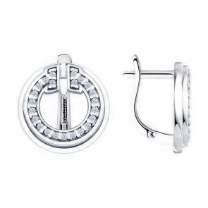 Серебряные серьги Diamant с фианитом 94-120-02271-1 фото