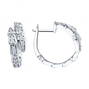 Серебряные серьги Символ года Змея SOKOLOV с фианитом 94-120-02299-1 фото