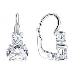 Серебряные серьги Diamant с фианитом 94-120-02392-3 фото