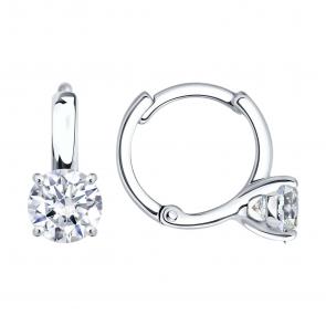 Серебряные серьги Diamant с фианитом 94-120-02399-1 фото