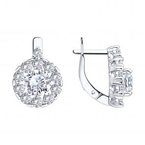 Серебряные серьги Diamant с фианитом 94-120-02402-1 фото