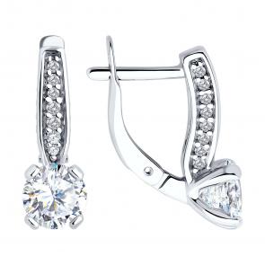Серебряные серьги Diamant с фианитом 94-120-02639-1 фото