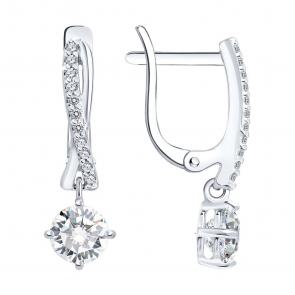 Серебряные серьги Diamant с фианитом 94-121-00043-1 фото