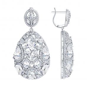 Серебряные серьги Diamant с фианитом 94-121-00289-1 фото