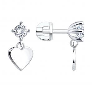 Серебряные серьги Diamant с фианитом 94-121-00297-1 фото