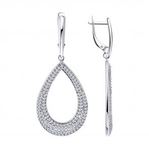 Серебряные серьги Diamant с фианитом 94-121-00984-1 фото