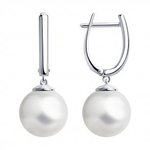 Серебряные серьги Diamant с жемчугом 94-121-01193-1 фото