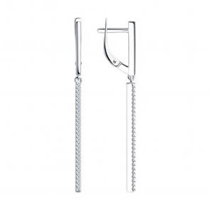 Серебряные серьги Diamant с фианитом 94-121-01594-2 фото