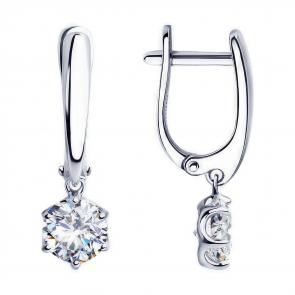 Серебряные серьги Diamant с фианитом 94-121-01640-1 фото