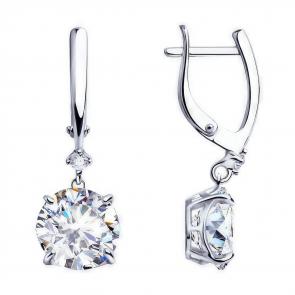 Серебряные серьги Diamant с фианитом 94-121-01653-1 фото