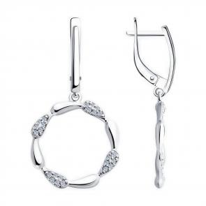 Серебряные серьги Diamant с фианитом 94-121-02004-1 фото