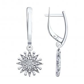 Серебряные серьги Diamant с фианитом 94-121-02109-1 фото