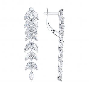 Серебряные серьги Diamant с фианитом 94-121-02172-5 фото