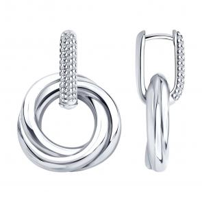 Серебряные серьги-трансформеры Diamant с фианитом 94-121-02265-1 фото