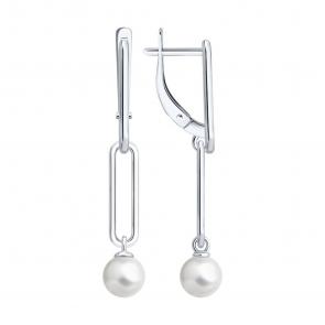 Серебряные серьги Diamant с жемчугом 94-121-02378-1 фото
