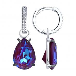 Серебряные серьги-трансформеры Diamant с фианитом и кристаллом Swarovski 94-121-02388-2 фото