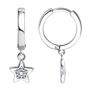 Серебряные серьги Diamant с фианитом 94-121-02631-1 фото