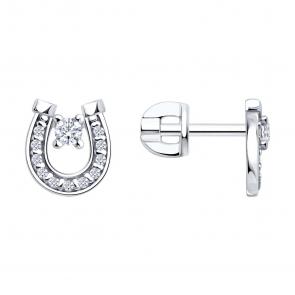 Серебряные серьги Diamant с фианитом 94-122-00093-1 фото