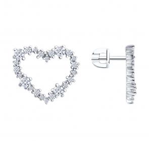 Серебряные серьги Diamant с фианитом 94-122-00096-1 фото