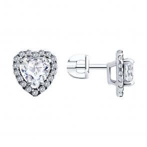 Серебряные серьги Diamant с фианитом 94-122-00122-2 фото