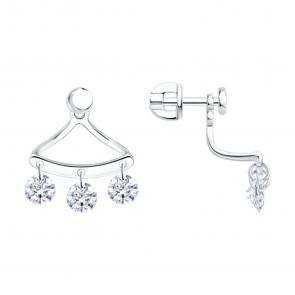 Серебряные серьги-трансформеры Diamant с фианитом 94-122-00173-1 фото