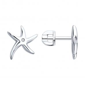 Серебряные серьги Diamant с фианитом 94-122-002658-1 фото