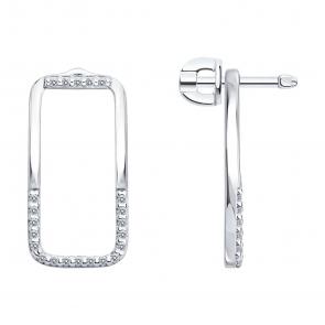 Серебряные серьги-трансформеры Diamant с фианитом 94-122-00400-1 фото