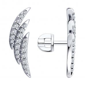 Серебряные серьги Diamant с фианитом 94-122-00523-1 фото