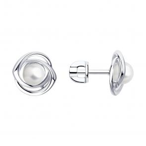 Серебряные серьги Diamant с жемчугом 94-122-01133-1 фото