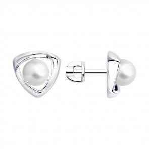 Серебряные серьги Diamant с жемчугом 94-122-01139-1 фото