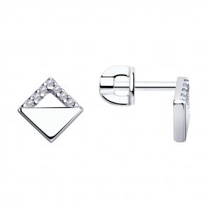 Серебряные серьги Diamant с фианитом 94-122-01422-1 фото