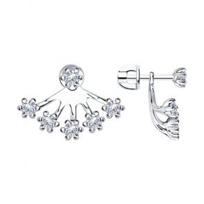 Серебряные серьги-трансформеры Diamant с фианитом 94-122-01489-1 фото