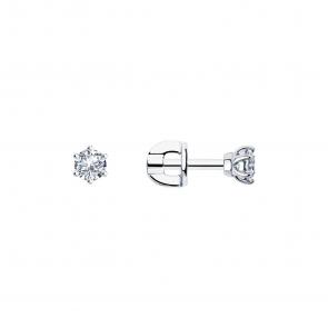 Серебряные серьги Diamant с фианитом 94-122-01543-1 фото