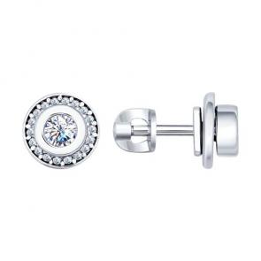 Серебряные серьги Diamant с фианитом 94-122-01645-1 фото