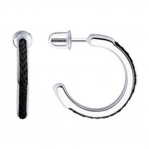 Серебряные серьги Diamant с элементом из текстиля 94-122-01892-1 фото