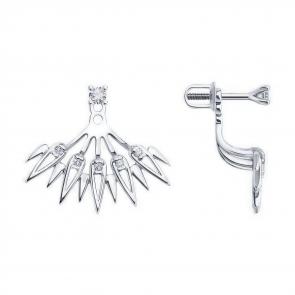 Серебряные серьги-трансформеры Diamant с фианитом 94-122-02103-1 фото
