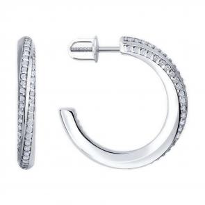 Серебряные серьги Diamant с фианитом 94-122-02254-1 фото